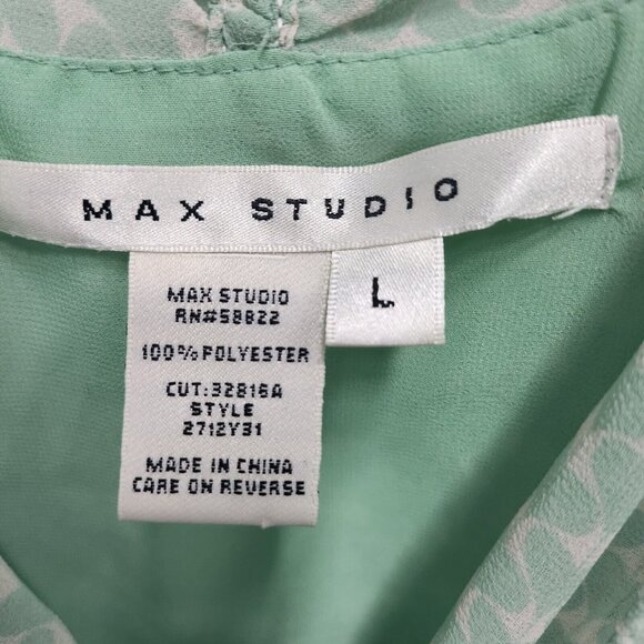 Max Studio Womens Fair Sleeveless Top Large Mint Green Textured Bow Tie Cottage - Picture 4 of 8
